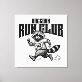 Lienzo Raccoon Run Club Maratón Retro Trash Panda 