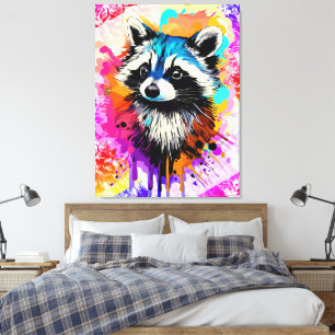 Lienzo Racoon - Colorido Racoon Pintando la Basura Panda