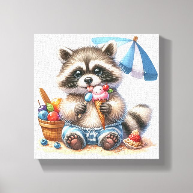 Lienzo Racoon de tratamientos de verano (Anverso)