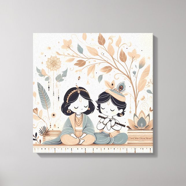Lienzo Radha Krishna Mandala Wall Art | Spiritual  (Anverso)