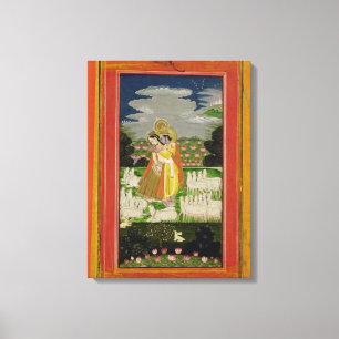 Lienzo Radha y Krishna adoptan un paisaje idealizado