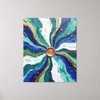 Lienzo Radiant Abstract Swirl Art – Teal, Blue & Gold Tex