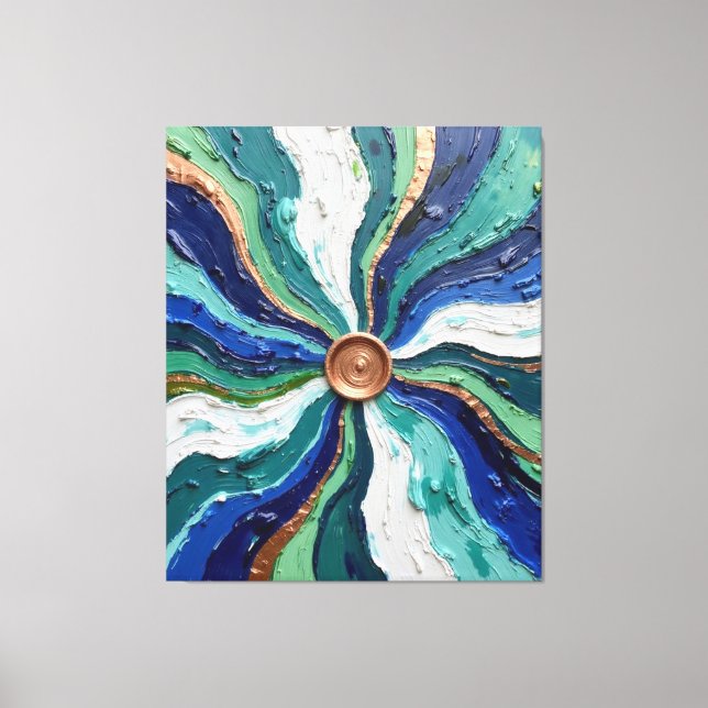 Lienzo Radiant Abstract Swirl Art – Teal, Blue & Gold Tex (Anverso)