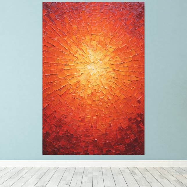 Lienzo Radiante ráfaga de sol amarilla y roja texturizada (Insitu (piso de madera))