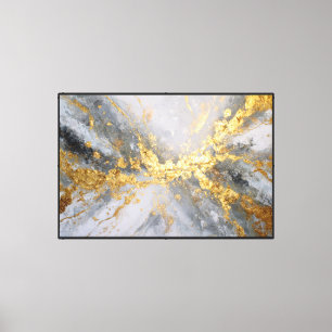Lienzo Ráfaga Radiante Dorada, Gris y Blanca – Abstracto