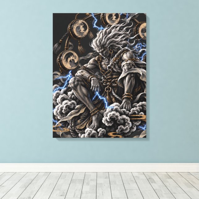 Lienzo Raijin Azul (Insitu (piso de madera))