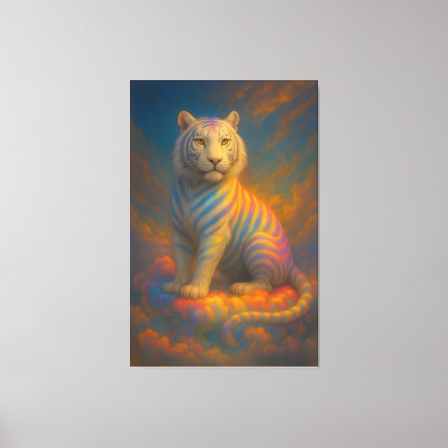 Lienzo  Rainbow Celestial White Tiger – Divine Cloudlight (Anverso)