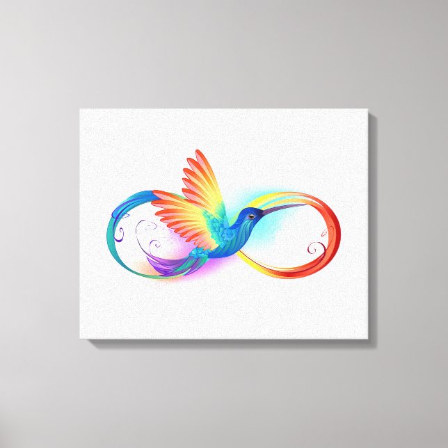 Lienzo Rainbow Hummingbird with Infinity symbol (Anverso)