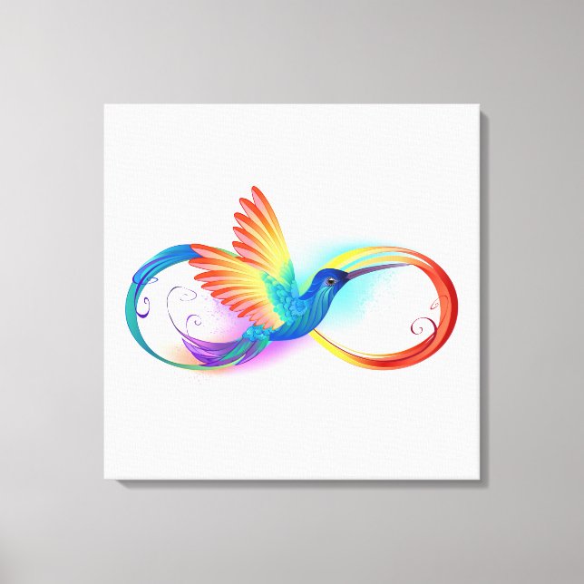 Lienzo Rainbow Hummingbird with Infinity symbol (Anverso)