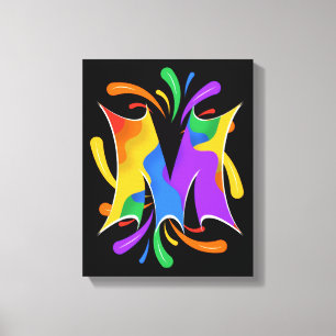 Lienzo Rainbow Letter M Monogram Abstract