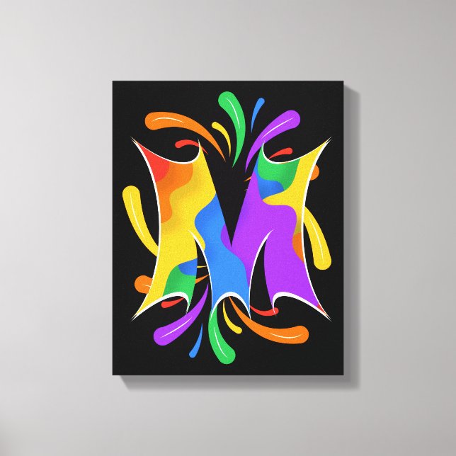 Lienzo Rainbow Letter M Monogram Abstract (Anverso)