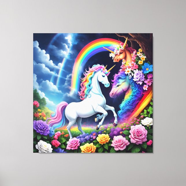 Lienzo Rainbow Unicorn One (Anverso)