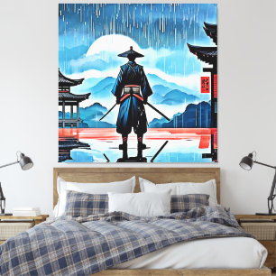 Lienzo Rainy Samurai: Vigilia silenciosa