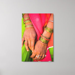 Lienzo Rajasthan Primer plano de las manos de una mujer