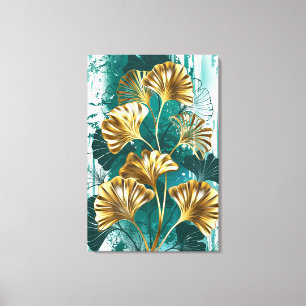 Lienzo Rama con hojas doradas Ginko Biloba