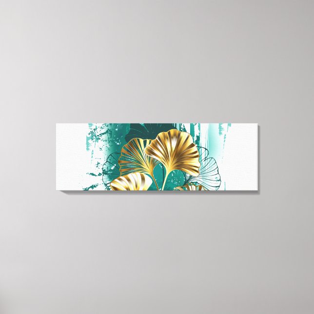 Lienzo Rama con hojas doradas Ginko Biloba (Anverso)