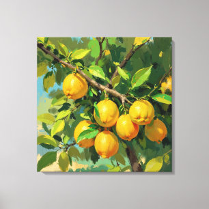 Lienzo Rama de árbol de limón con fruta amarilla brillant