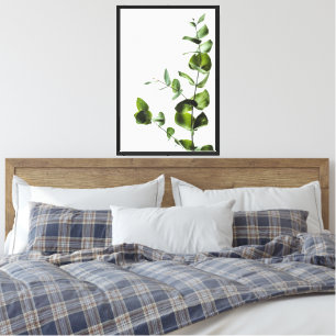 Lienzo Rama de eucalipto con hojas verdes frescas sobre b