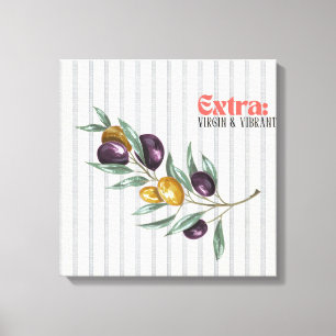 Lienzo Rama de olivo mediterránea vibrante extra virgen