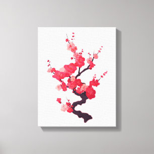 Lienzo Rama delicada de cerezo japonés rosa