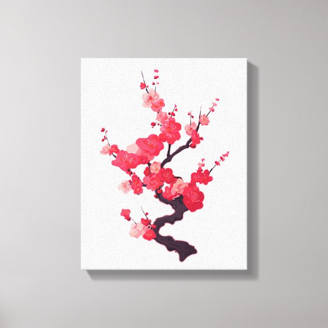 Lienzo Rama delicada de cerezo japonés rosa (Anverso)