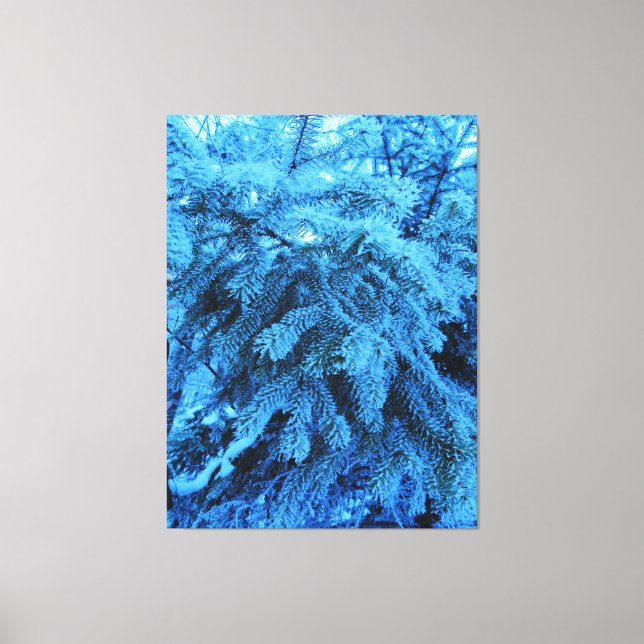 Lienzo Ramas prudentes cubiertas de nieve y cristales de  (Anverso)
