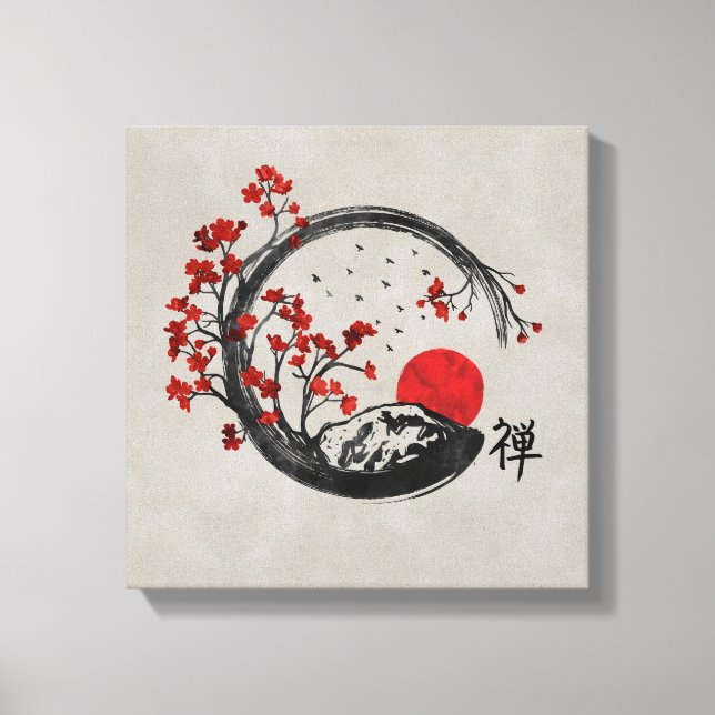 Lienzo Ramas Zen Enso Circle y Sakura (Anverso)