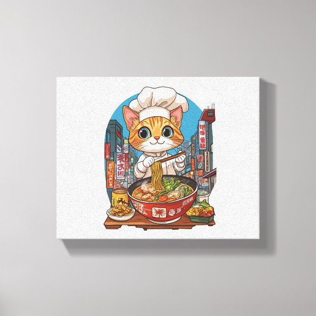 Lienzo Ramen Neko - Comida Anime, Chef Funny Gato (Anverso)