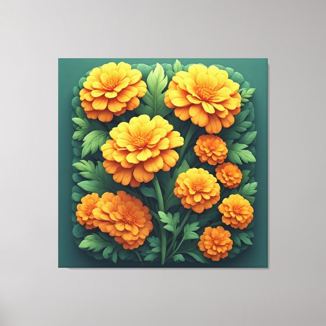 Lienzo Ramillete de Marigold Naranja Vibrante (Anverso)