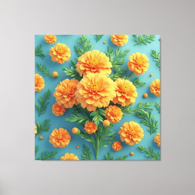 Lienzo Ramillete de Marigold Naranja Vibrante (Anverso)