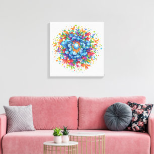Lienzo Ramillete floral azul de acuarela vibrante