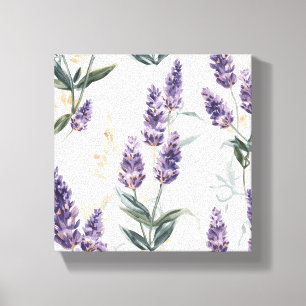Lienzo Ramilletes de lavanda Botánico acuarela Floral púr