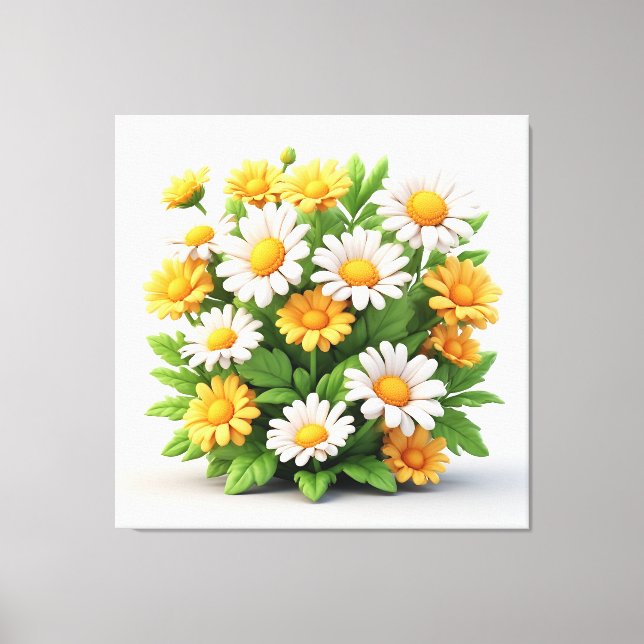 Lienzo Ramo Brillante de Margaritas con Flores Blancas y  (Anverso)