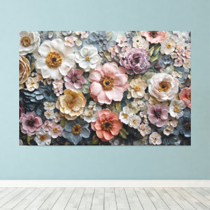 Lienzo Ramo de crema, rosa y lavanda: pared abstracta