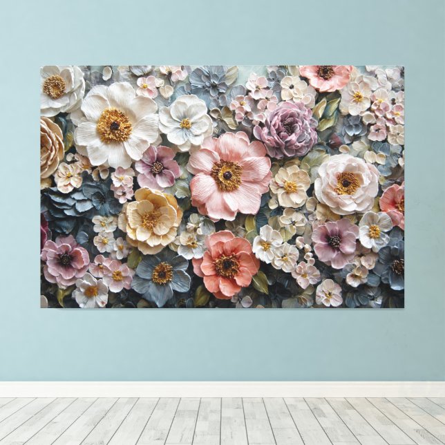 Lienzo Ramo de crema, rosa y lavanda: pared abstracta (Insitu (piso de madera))