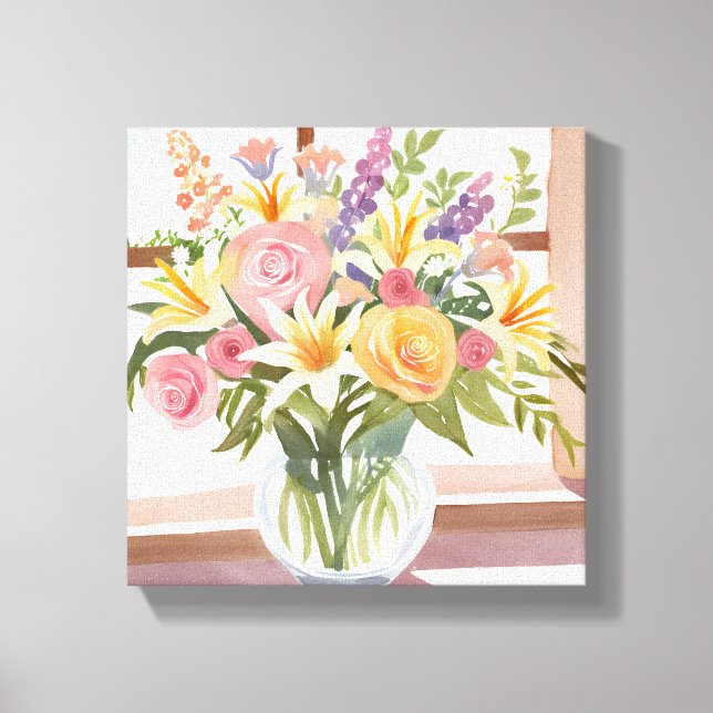 Lienzo Ramo de flores de primavera | Acuarela floral boni (Anverso)