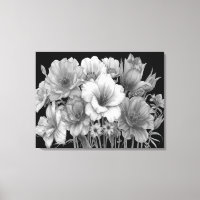 Ramo De Flores Floreciendo En B+W en una Pared