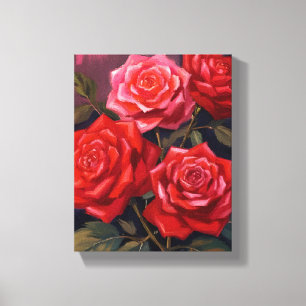 Lienzo Ramo de rosas   Pintura en acuarela floral roja