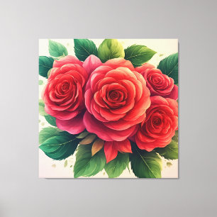 Lienzo Ramo de Rosas Rojas Vibrantes