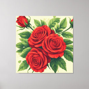 Lienzo Ramo de Rosas Rojas Vibrantes