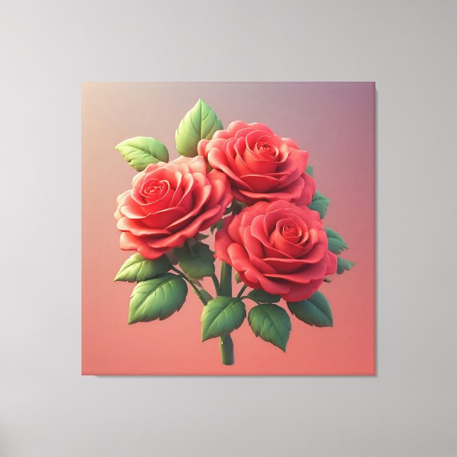 Lienzo Ramo de Rosas Rojas Vibrantes (Anverso)