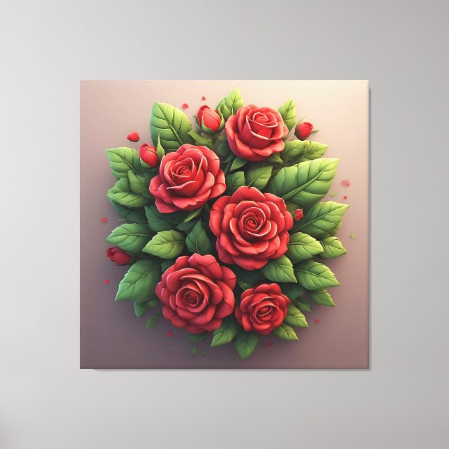 Lienzo Ramo de Rosas Rojas Vibrantes (Anverso)