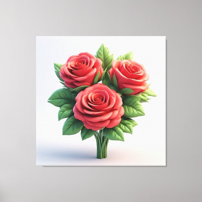 Lienzo Ramo de Rosas Rojas Vibrantes (Anverso)