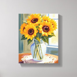 Lienzo Ramo Floral Acuarela de Girasoles Amarillos