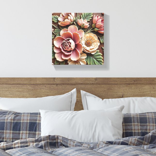 Lienzo Ramo Pastel de Tonos Terrosos (Insitu(Dormitorio))