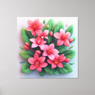 Lienzo Ramo Vibrante Con Flores Rosadas