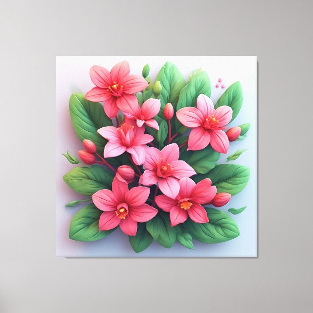 Lienzo Ramo Vibrante Con Flores Rosadas (Anverso)