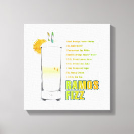 Lienzo Ramos Gin Fizz Cocktail Receta Art 12"x12"