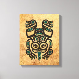 Lienzo Rana de árbol de espíritu haitiano azul y negro de