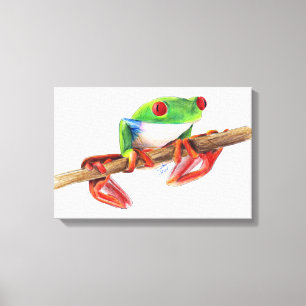Lienzo Rana de árbol Treefrog adorable dibujo de ilustrac